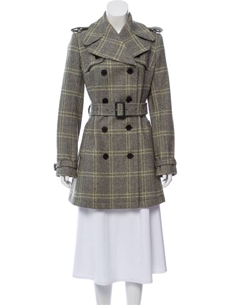 Burberry plaid wool coat women